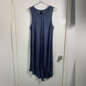 Heather, Sleeveless Blue linen, high low, Dress. M